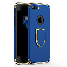 Handyhülle Hülle Luxus Metall Rahmen und Kunststoff mit Fingerring Ständer A03 für Apple iPhone 8 Plus Blau