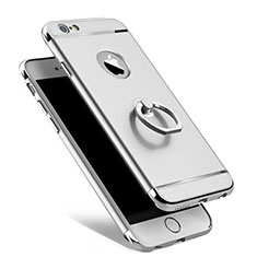 Handyhülle Hülle Luxus Metall Rahmen und Kunststoff mit Fingerring Ständer für Apple iPhone 6 Silber