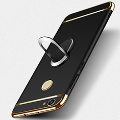Handyhülle Hülle Luxus Metall Rahmen und Kunststoff mit Fingerring Ständer für Huawei Nova Schwarz