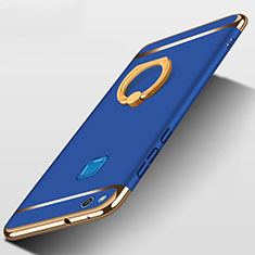Handyhülle Hülle Luxus Metall Rahmen und Kunststoff mit Fingerring Ständer für Huawei P9 Lite (2017) Blau