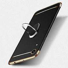 Handyhülle Hülle Luxus Metall Rahmen und Kunststoff mit Fingerring Ständer für Huawei Y6s Schwarz