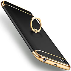 Handyhülle Hülle Luxus Metall Rahmen und Kunststoff mit Fingerring Ständer für Xiaomi Mi 5 Schwarz