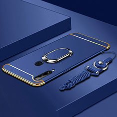Handyhülle Hülle Luxus Metall Rahmen und Kunststoff Schutzhülle Hartschalen Tasche mit Fingerring Ständer A01 für Samsung Galaxy A20s Blau