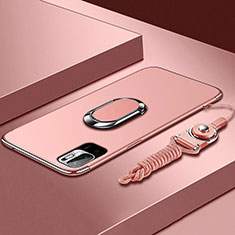 Handyhülle Hülle Luxus Metall Rahmen und Kunststoff Schutzhülle Hartschalen Tasche mit Fingerring Ständer für Xiaomi Redmi Note 11 SE 5G Rosegold