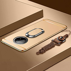Handyhülle Hülle Luxus Metall Rahmen und Kunststoff Schutzhülle Hartschalen Tasche mit Fingerring Ständer für Xiaomi Redmi Note 9T 5G Gold