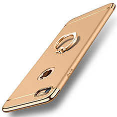 Handyhülle Hülle Luxus Metall Rahmen und Kunststoff Schutzhülle Tasche mit Fingerring Ständer A01 für Apple iPhone 8 Gold