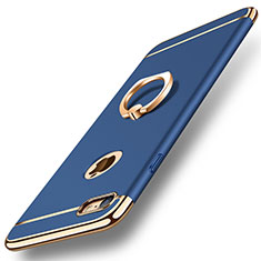 Handyhülle Hülle Luxus Metall Rahmen und Kunststoff Schutzhülle Tasche mit Fingerring Ständer A01 für Apple iPhone SE (2020) Blau