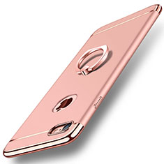 Handyhülle Hülle Luxus Metall Rahmen und Kunststoff Schutzhülle Tasche mit Fingerring Ständer A01 für Apple iPhone SE (2020) Rosegold