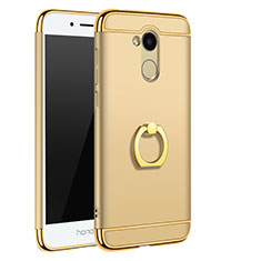 Handyhülle Hülle Luxus Metall Rahmen und Kunststoff Schutzhülle Tasche mit Fingerring Ständer A01 für Huawei Honor 6A Gold