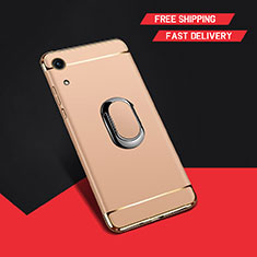 Handyhülle Hülle Luxus Metall Rahmen und Kunststoff Schutzhülle Tasche mit Fingerring Ständer A01 für Huawei Honor 8A Gold