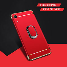 Handyhülle Hülle Luxus Metall Rahmen und Kunststoff Schutzhülle Tasche mit Fingerring Ständer A01 für Huawei Honor 8A Rot