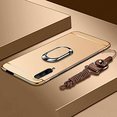 Handyhülle Hülle Luxus Metall Rahmen und Kunststoff Schutzhülle Tasche mit Fingerring Ständer A01 für Huawei Honor 9X Pro Gold