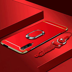 Handyhülle Hülle Luxus Metall Rahmen und Kunststoff Schutzhülle Tasche mit Fingerring Ständer A01 für Huawei Honor 9X Pro Rot