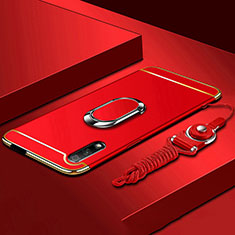 Handyhülle Hülle Luxus Metall Rahmen und Kunststoff Schutzhülle Tasche mit Fingerring Ständer A01 für Huawei Honor 9X Rot