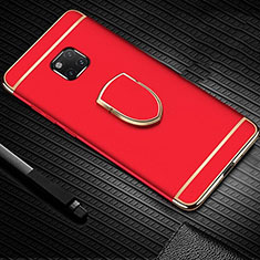 Handyhülle Hülle Luxus Metall Rahmen und Kunststoff Schutzhülle Tasche mit Fingerring Ständer A01 für Huawei Mate 20 Pro Rot