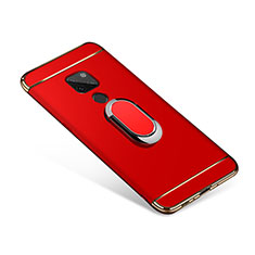 Handyhülle Hülle Luxus Metall Rahmen und Kunststoff Schutzhülle Tasche mit Fingerring Ständer A01 für Huawei Mate 20 Rot