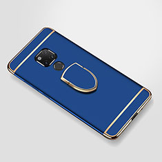 Handyhülle Hülle Luxus Metall Rahmen und Kunststoff Schutzhülle Tasche mit Fingerring Ständer A01 für Huawei Mate 20 X Blau