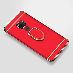 Handyhülle Hülle Luxus Metall Rahmen und Kunststoff Schutzhülle Tasche mit Fingerring Ständer A01 für Huawei Mate 20 X Rot
