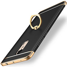Handyhülle Hülle Luxus Metall Rahmen und Kunststoff Schutzhülle Tasche mit Fingerring Ständer A01 für Xiaomi Redmi Note 4 Schwarz
