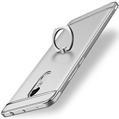Handyhülle Hülle Luxus Metall Rahmen und Kunststoff Schutzhülle Tasche mit Fingerring Ständer A01 für Xiaomi Redmi Note 4 Silber