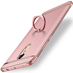 Handyhülle Hülle Luxus Metall Rahmen und Kunststoff Schutzhülle Tasche mit Fingerring Ständer A01 für Xiaomi Redmi Note 4X High Edition Rosegold