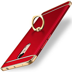 Handyhülle Hülle Luxus Metall Rahmen und Kunststoff Schutzhülle Tasche mit Fingerring Ständer A01 für Xiaomi Redmi Note 4X High Edition Rot