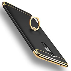 Handyhülle Hülle Luxus Metall Rahmen und Kunststoff Schutzhülle Tasche mit Fingerring Ständer A01 für Xiaomi Redmi Pro Schwarz