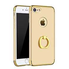 Handyhülle Hülle Luxus Metall Rahmen und Kunststoff Schutzhülle Tasche mit Fingerring Ständer A02 für Apple iPhone 7 Gold
