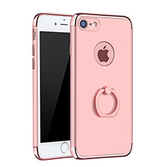 Handyhülle Hülle Luxus Metall Rahmen und Kunststoff Schutzhülle Tasche mit Fingerring Ständer A02 für Apple iPhone SE (2020) Rosegold