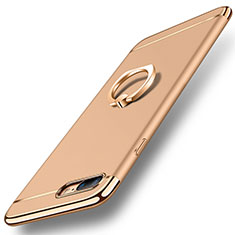Handyhülle Hülle Luxus Metall Rahmen und Kunststoff Schutzhülle Tasche mit Fingerring Ständer A06 für Apple iPhone 7 Plus Gold