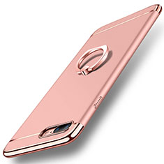 Handyhülle Hülle Luxus Metall Rahmen und Kunststoff Schutzhülle Tasche mit Fingerring Ständer A06 für Apple iPhone 7 Plus Rosegold