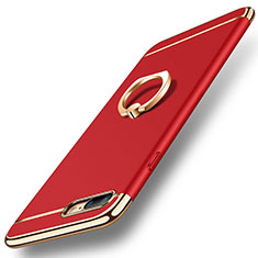 Handyhülle Hülle Luxus Metall Rahmen und Kunststoff Schutzhülle Tasche mit Fingerring Ständer A06 für Apple iPhone 7 Plus Rot