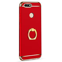 Handyhülle Hülle Luxus Metall Rahmen und Kunststoff Schutzhülle Tasche mit Fingerring Ständer A06 für Huawei P9 Lite Mini Rot