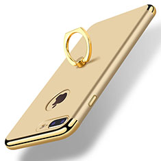 Handyhülle Hülle Luxus Metall Rahmen und Kunststoff Schutzhülle Tasche mit Fingerring Ständer A07 für Apple iPhone 8 Plus Gold