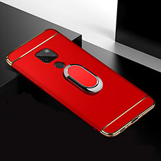 Handyhülle Hülle Luxus Metall Rahmen und Kunststoff Schutzhülle Tasche mit Fingerring Ständer T01 für Huawei Mate 20 Rot