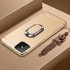 Handyhülle Hülle Luxus Metall Rahmen und Kunststoff Schutzhülle Tasche mit Fingerring Ständer T01 für Huawei Nova 8 SE 5G Gold