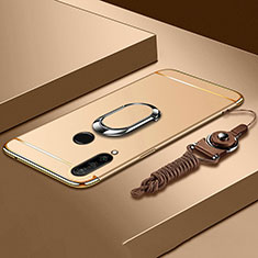 Handyhülle Hülle Luxus Metall Rahmen und Kunststoff Schutzhülle Tasche mit Fingerring Ständer T01 für Huawei P30 Lite New Edition Gold