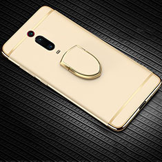 Handyhülle Hülle Luxus Metall Rahmen und Kunststoff Schutzhülle Tasche mit Fingerring Ständer T01 für Xiaomi Mi 9T Gold