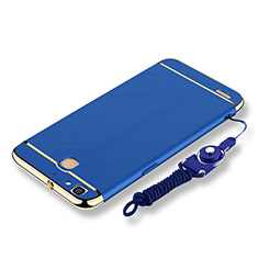 Handyhülle Hülle Luxus Metall Rahmen und Kunststoff Schutzhülle Tasche mit Lanyard für Huawei G8 Mini Blau