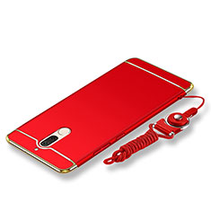 Handyhülle Hülle Luxus Metall Rahmen und Kunststoff Schutzhülle Tasche mit Lanyard für Huawei Maimang 6 Rot