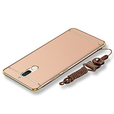 Handyhülle Hülle Luxus Metall Rahmen und Kunststoff Schutzhülle Tasche mit Lanyard für Huawei Nova 2i Gold