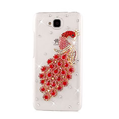 Handyhülle Hülle Luxus Strass Diamant Schutzhülle Pfau für Huawei Enjoy 5 Rot