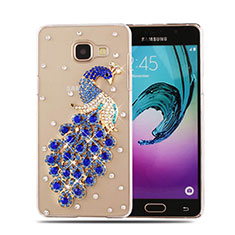 Handyhülle Hülle Luxus Strass Diamant Schutzhülle Pfau für Samsung Galaxy A5 (2016) SM-A510F Blau