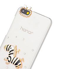 Handyhülle Hülle Luxus Strass Diamant Schutzhülle Zebra für Huawei Honor 4X Schwarz