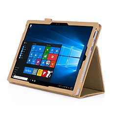 Handyhülle Hülle Stand Tasche Leder für Microsoft Surface Pro 3 Gold