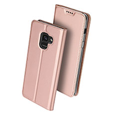 Handyhülle Hülle Stand Tasche Leder für Samsung Galaxy A8 (2018) Duos A530F Rosegold