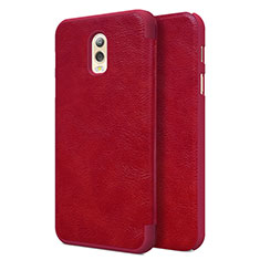 Handyhülle Hülle Stand Tasche Leder für Samsung Galaxy J7 Plus Rot