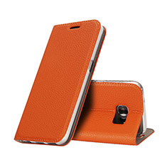 Handyhülle Hülle Stand Tasche Leder für Samsung Galaxy S7 G930F G930FD Orange