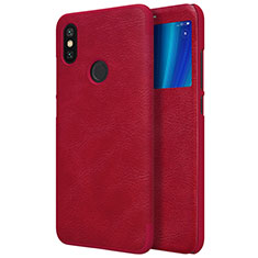 Handyhülle Hülle Stand Tasche Leder für Xiaomi Mi 6X Rot