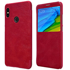 Handyhülle Hülle Stand Tasche Leder für Xiaomi Redmi Note 5 Pro Rot